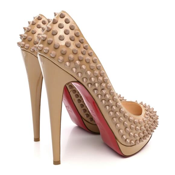 Christian Louboutin Alti Spikes 140 Nude Beige Patent Platform Heels Pumps 36 - Picture 4 of 8